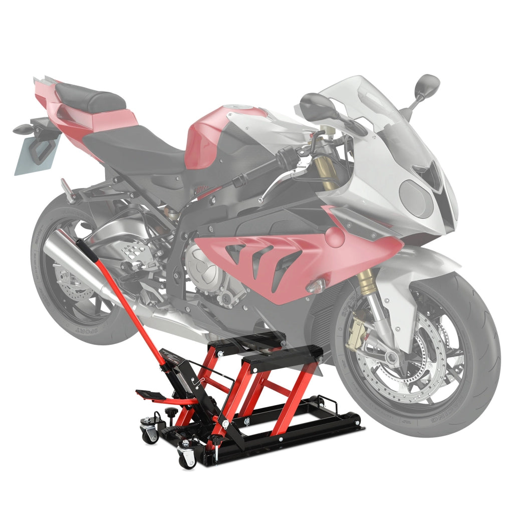 Cric Idraulico per Motocicli e ATV ¨C zephmum ¨C 110x36x67 cm, Nero e Rosso