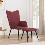 Sedia Relax con Sgabello Rosso Vino in Tessuto 327960