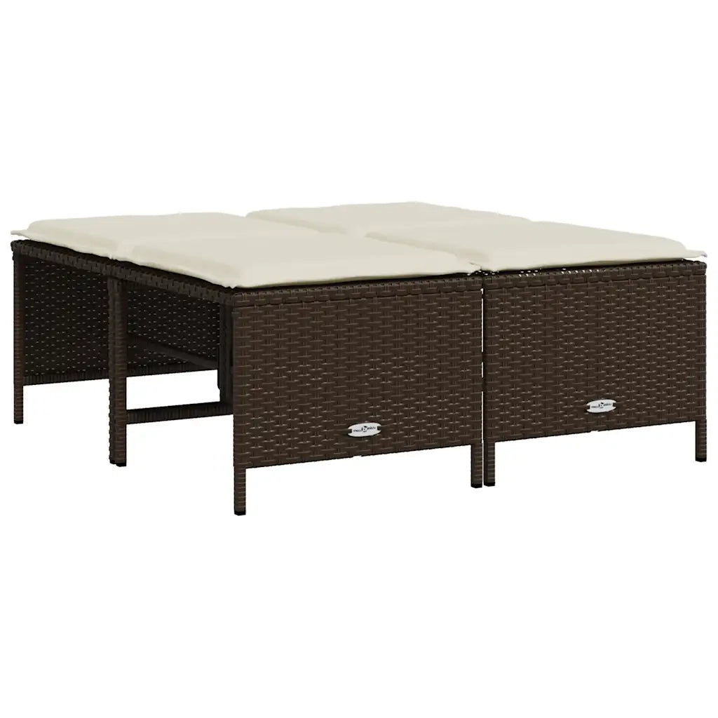 Sgabelli da Giardino con Cuscini 4 pz Marrone in Polyrattan 368363