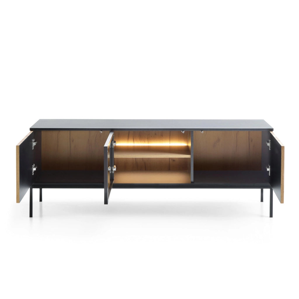 Komodee Set mobili soggiorno Laval Nero/Rovere 257x126x39 cm