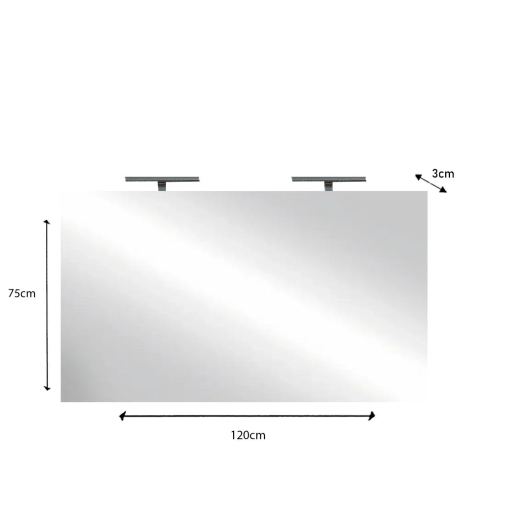 Specchio design con 2 led, 120x75 cm, collezione KUBRICK