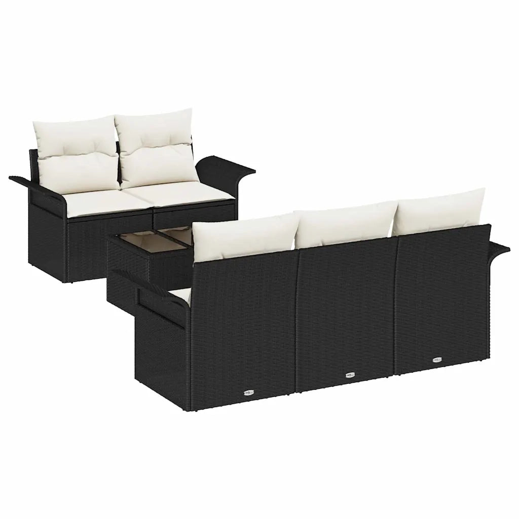 Set di divani con cuscino 6 pcs Nero polyrattan 3345237