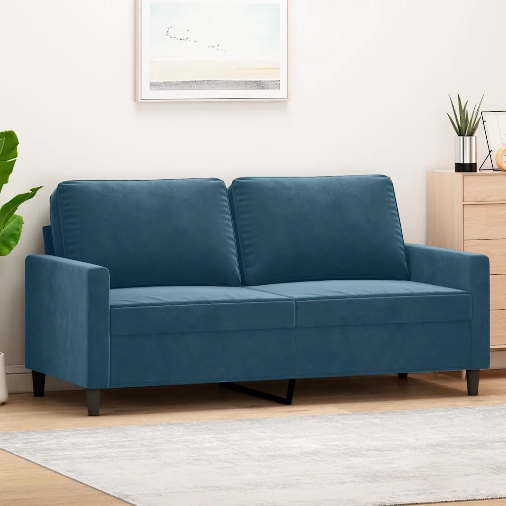 Divano | Divano da soggiorno | Sofa a 2 Posti Blu 140 cm in Velluto