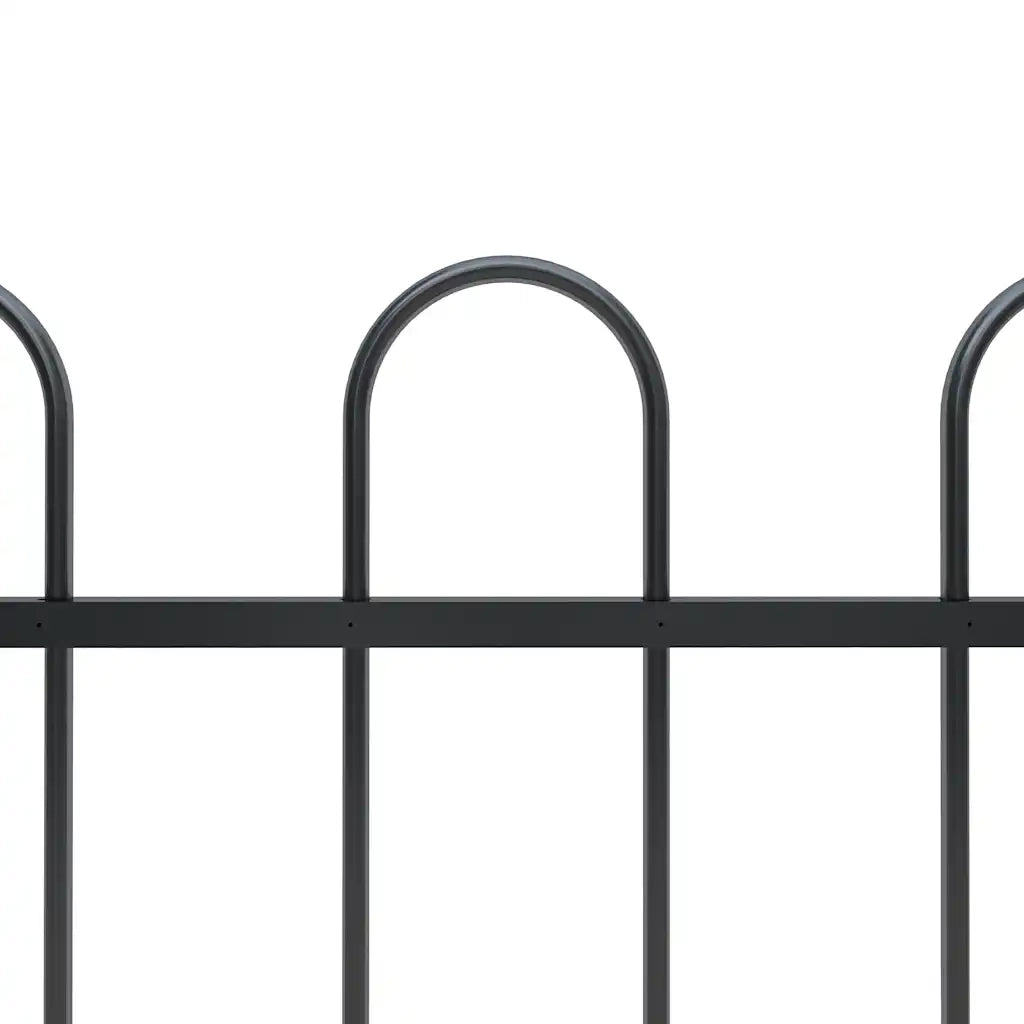 Recinzione da Giardino | Recinzione da cortile con Parte Superiore ad Anello in Acciaio 359x80 cm Nero