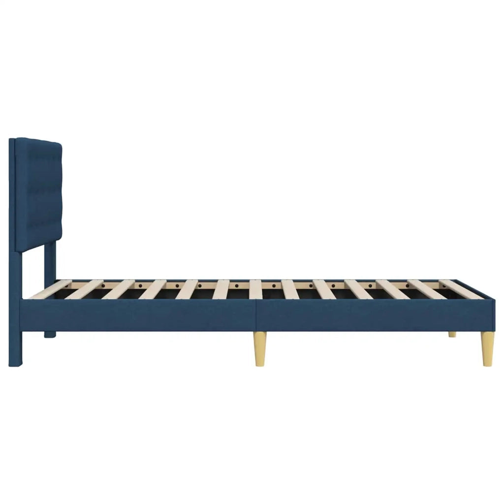Letto singolo | Letto per adulti | Struttura del letto con testiera Blu 90 x 190 cm Tessuto