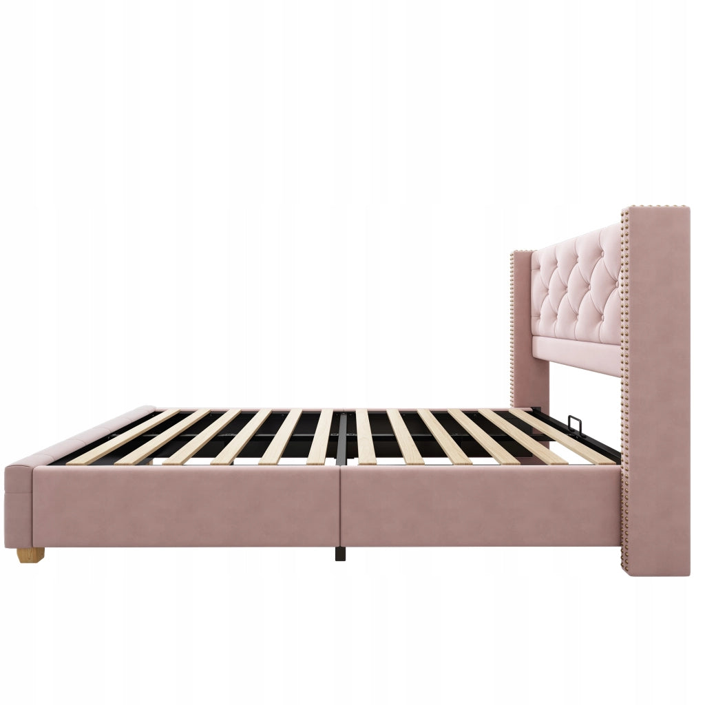 Letto imbottito 90x200 - Xylo - rosa velluto
