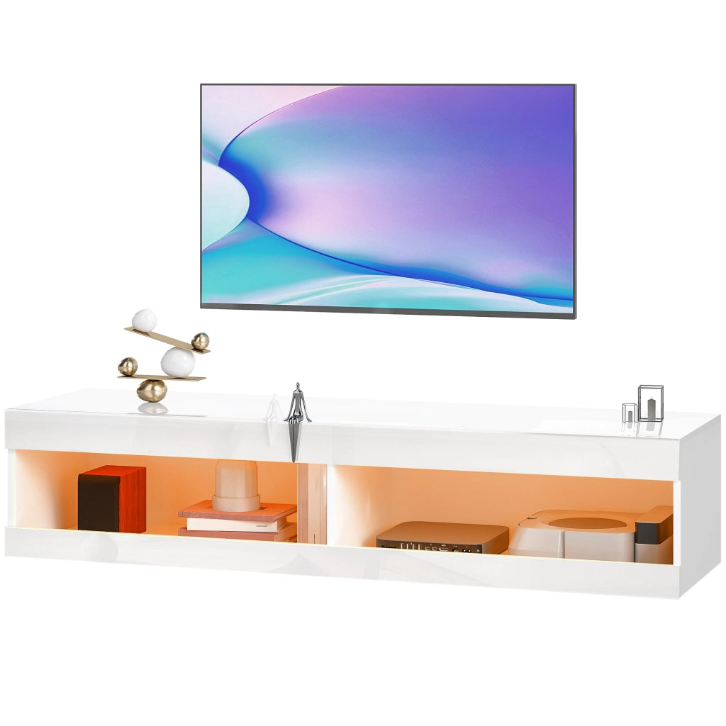 Mobile TV Sospeso con Luci LED e Telecomando ¨C Xylo ¨C Bianco Lucido 140x40x30 cm