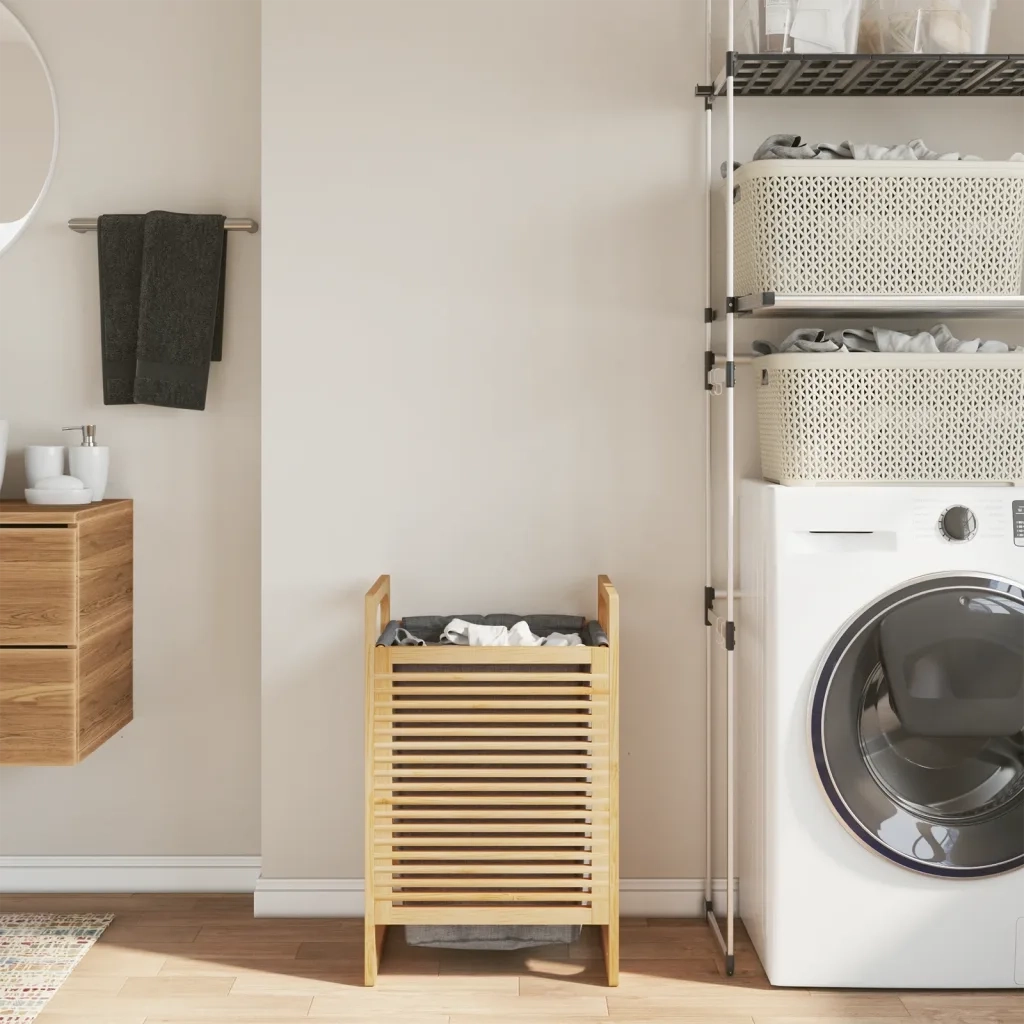 Cesto per il Bucato con Borsa Grigia 32x30x36,5 cm in Bamb¨´ CFW4281736