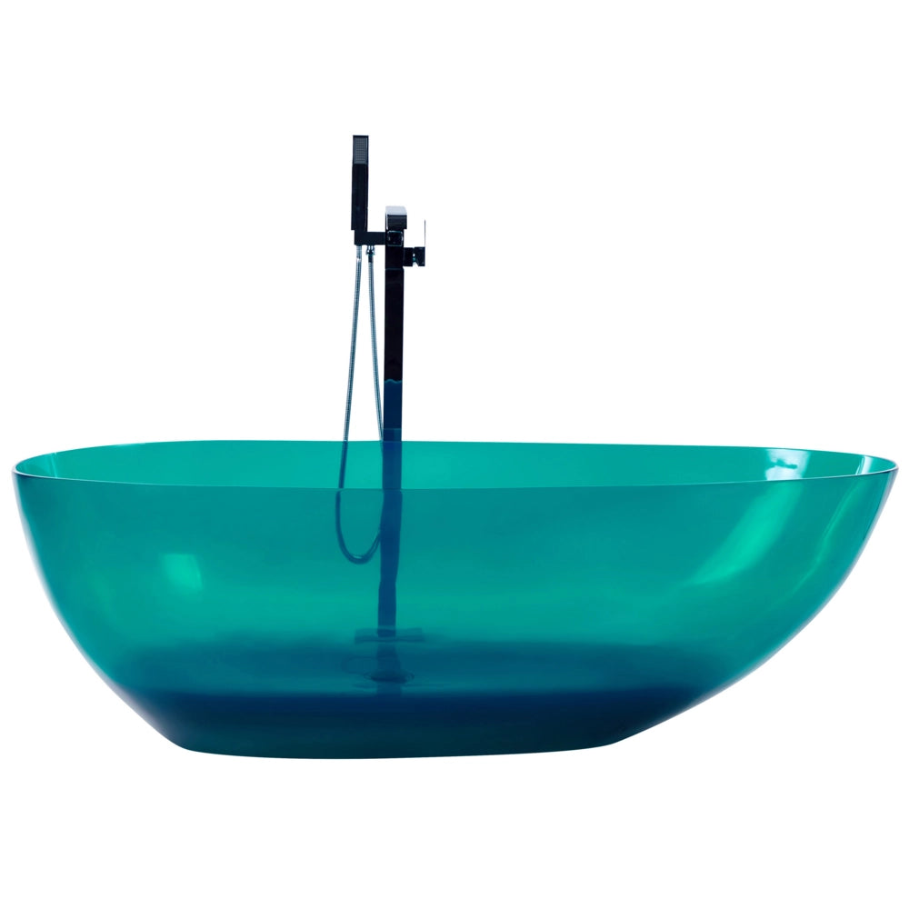Vasca da bagno moderna con superficie solida ovale trasparente blu e verde 1690 x 780 mm design moderno semplice