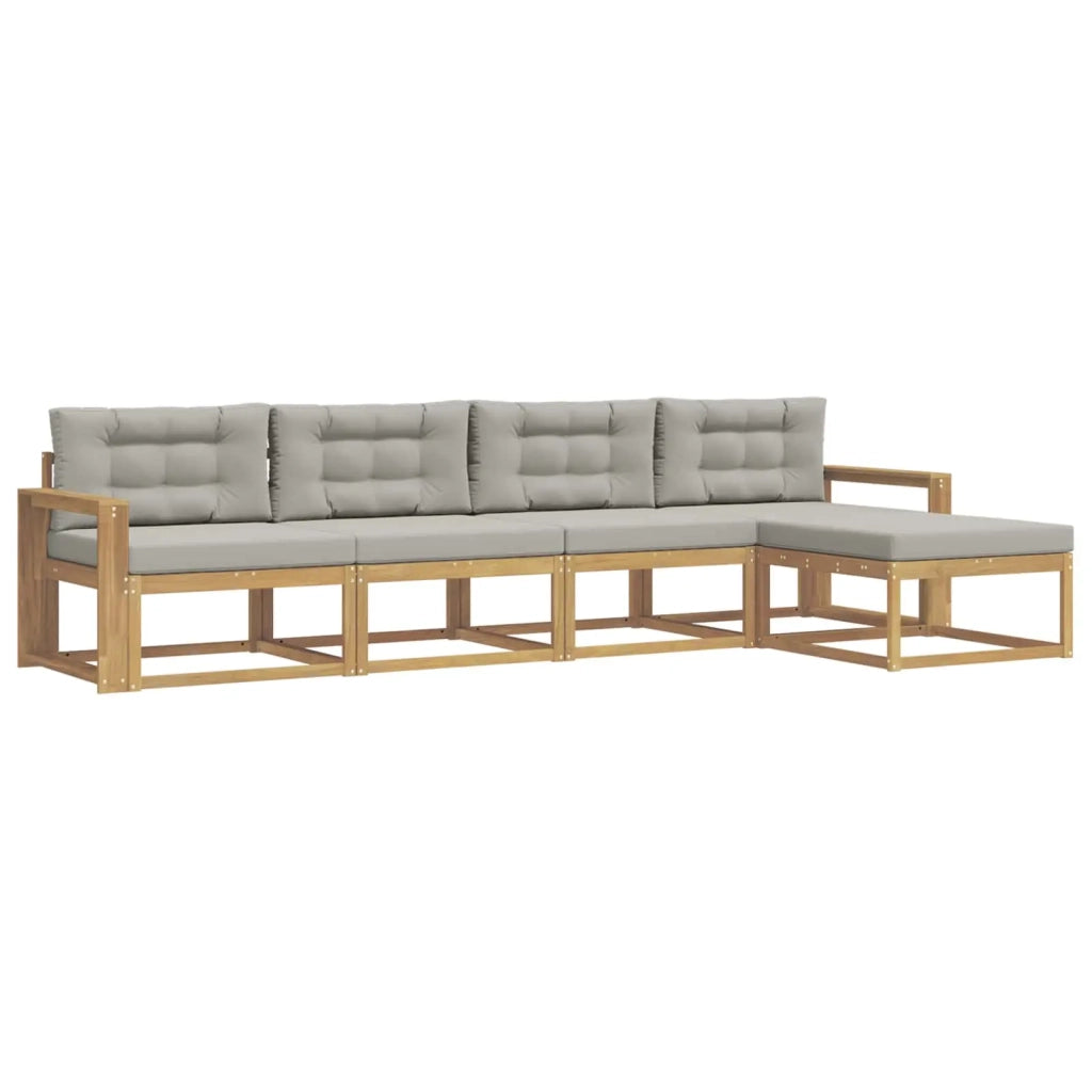 Set di divani da esterno 4 pz Bianco e Grigio Chiaro Poliestere 3386310