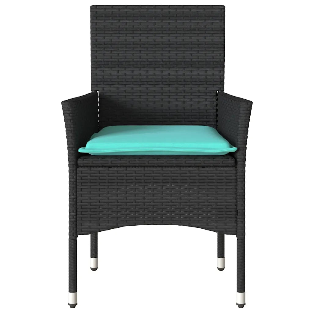 Sedie da Giardino con Cuscini 2 pz Nere in Polyrattan 368118