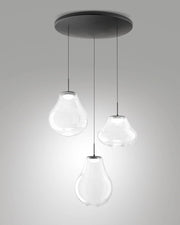 Lampada a Sospensione Deva Ø500mm 42W LED 4530lm CCT 2700K/3000K/4000K Dimmerabile Struttura Metallo e Vetro Borosilicato Trasparente - Deva