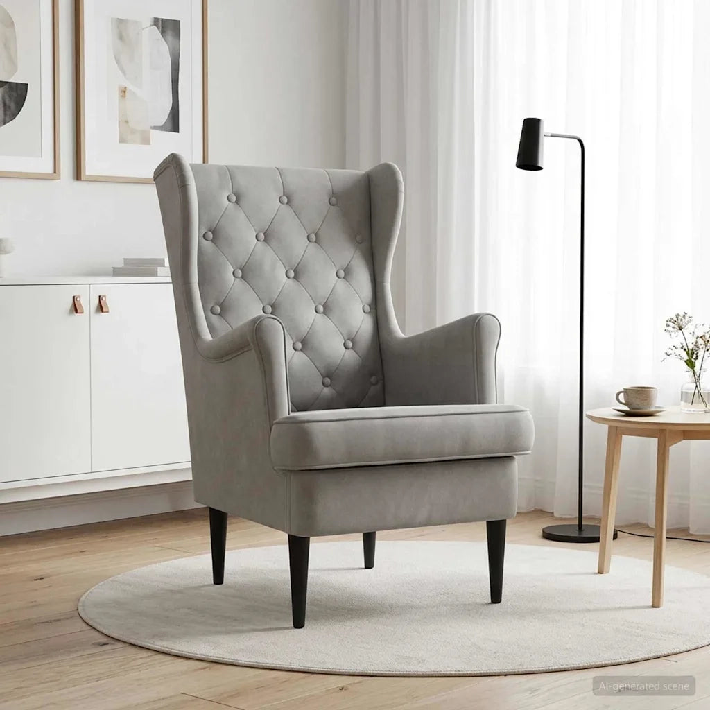 Poltrona Grigio Chiaro Velluto 42029926