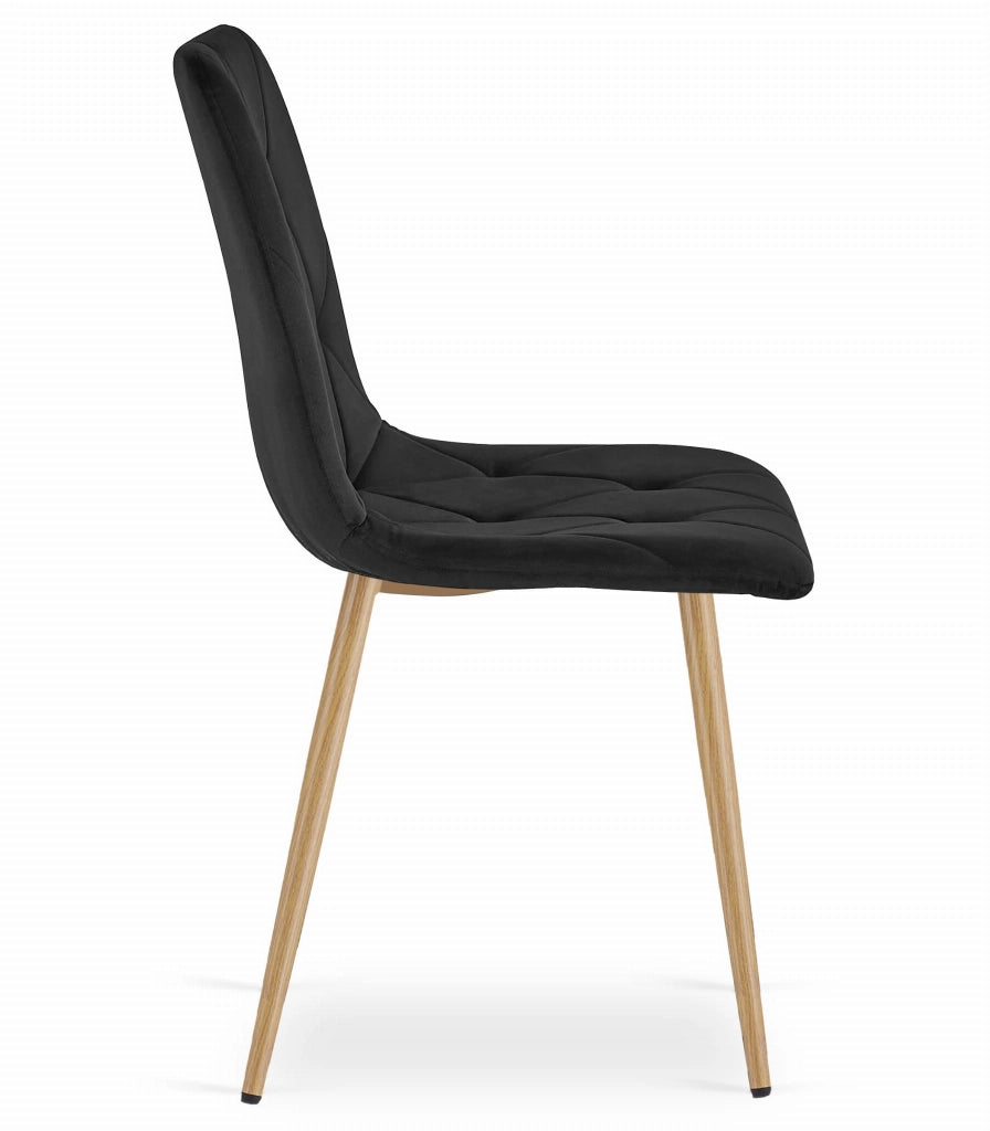 Sedia Valora TYRA in velluto nero con gambe color legno x3