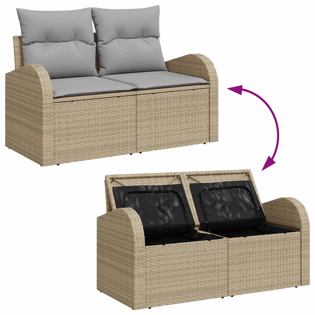 Set Divano da Giardino 9 pcs Beige Rattan in Polipropilene 3357343