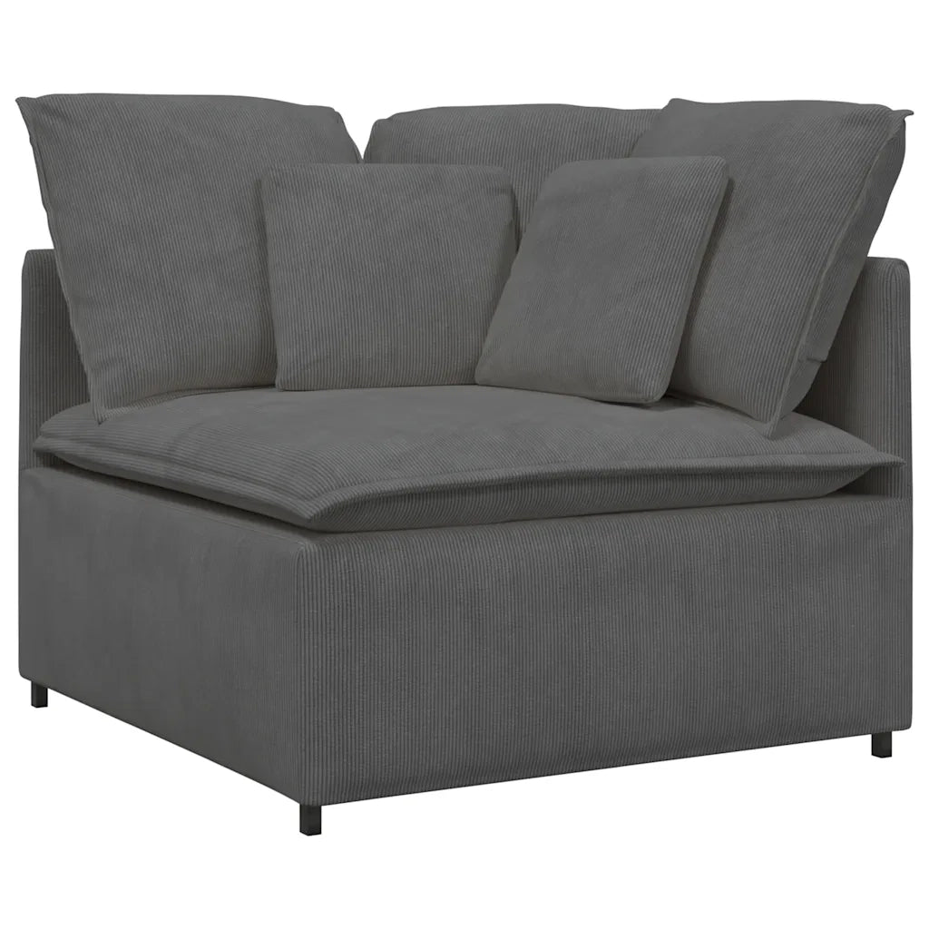 Divano Modulare con Cuscini in Tessuto a Coste Grigio Scuro 3321168