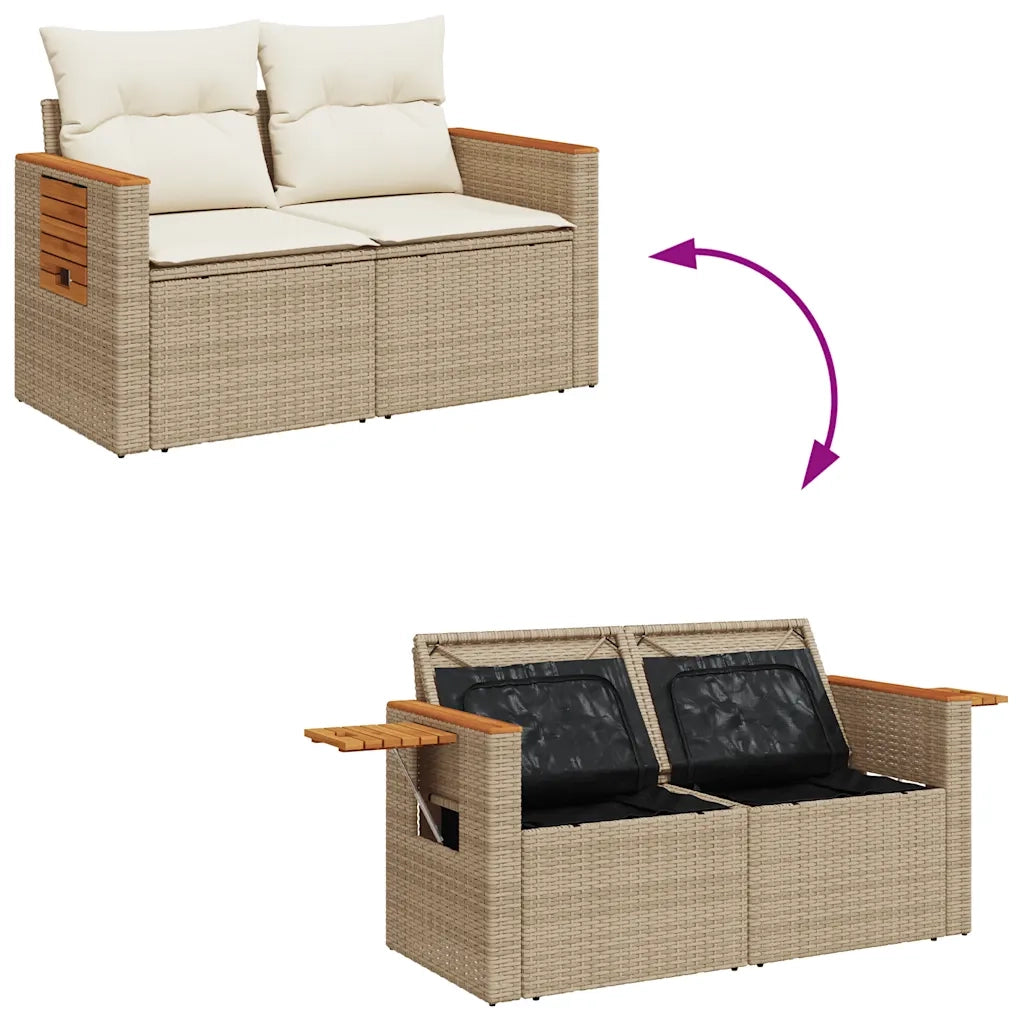 Set Divano da Giardino 8 pz con Cuscini Beige in Polyrattan 3325992