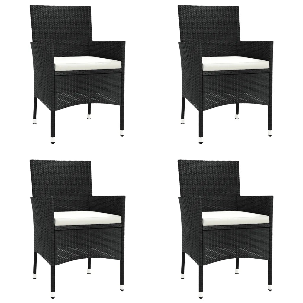 Set da Pranzo da Giardino 5 pz Nero con Cuscini in Polyrattan 3187389