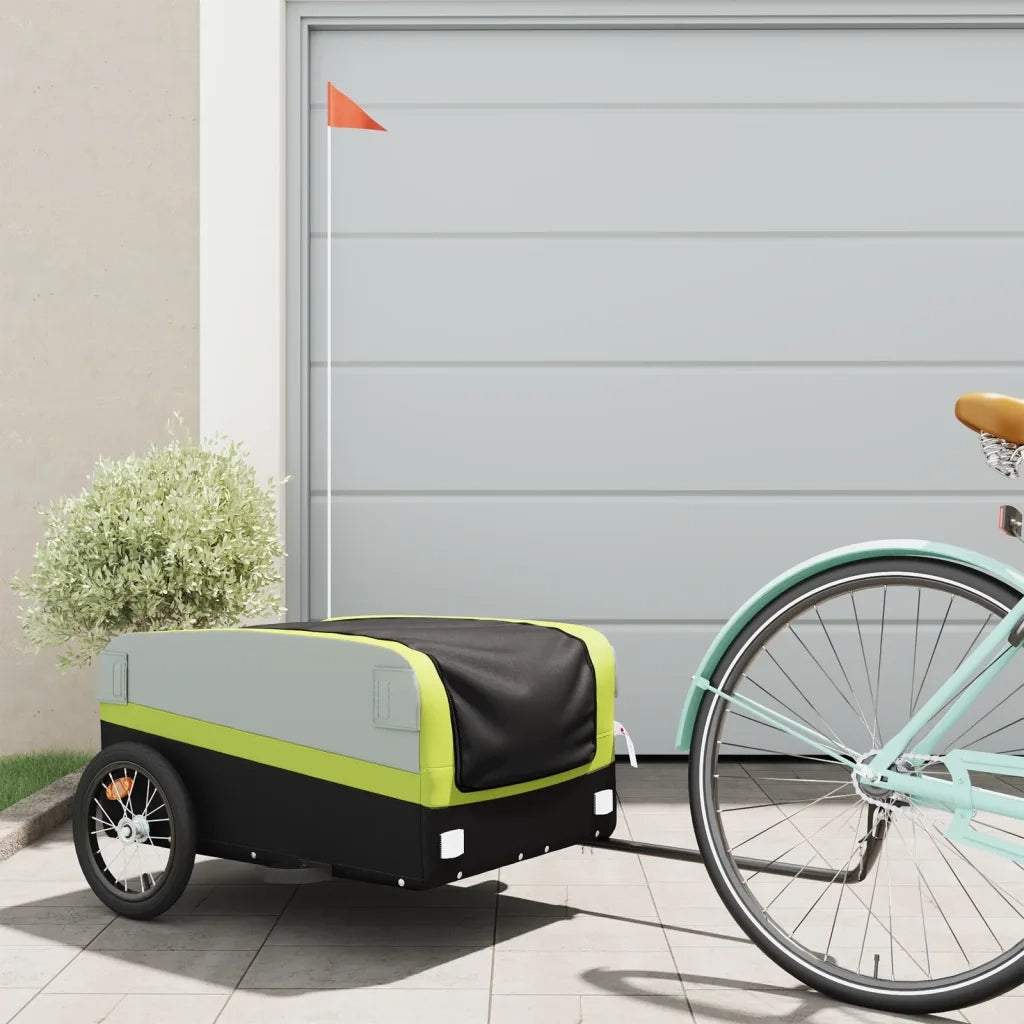Rimorchio da Bici Nero e Verde 45 kg in Ferro 94046