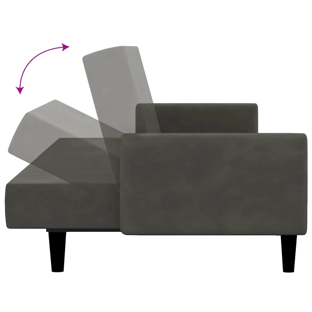 Divano letto | Sof¨¤ letto | Letto singolo a 2 Posti Grigio Scuro in Velluto