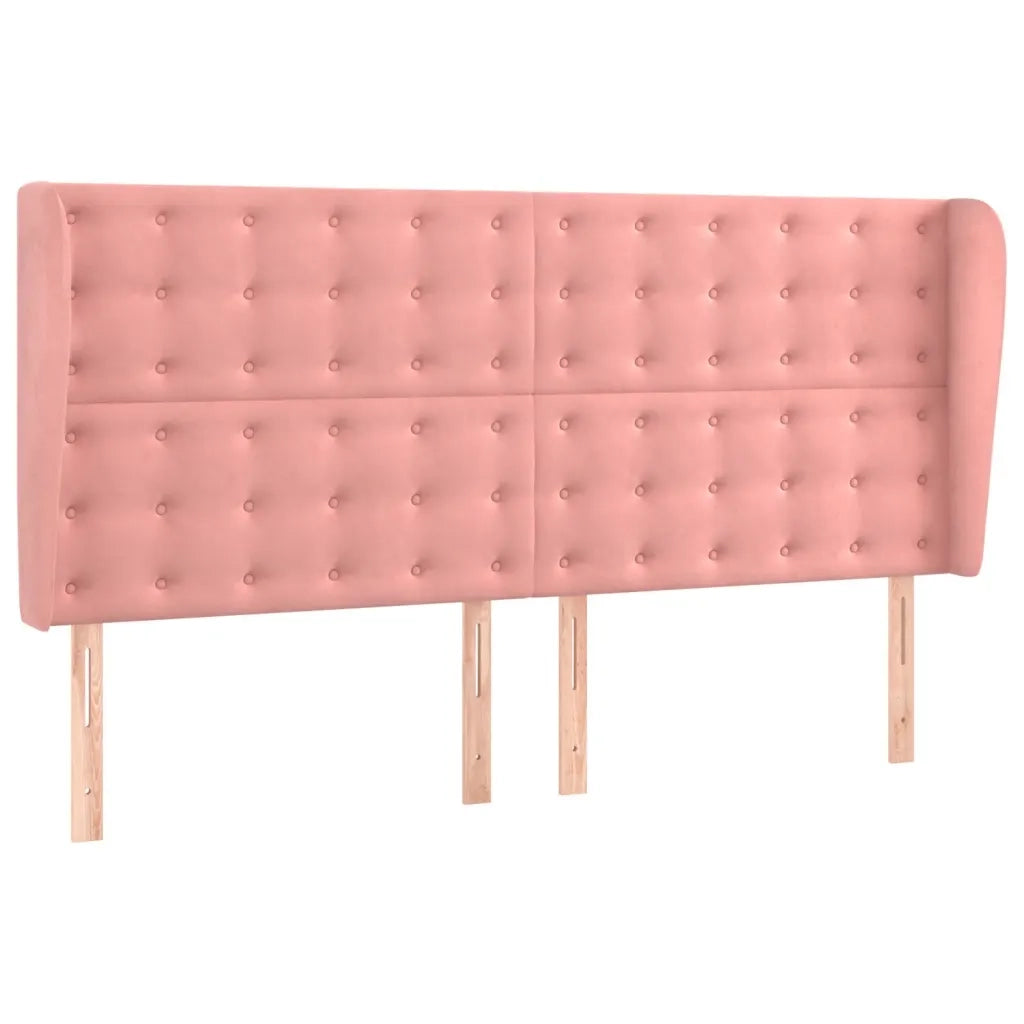 Testiera ad Orecchio-Testata con Orecchie Rosa 203x23x118/128 cm in Velluto 963732