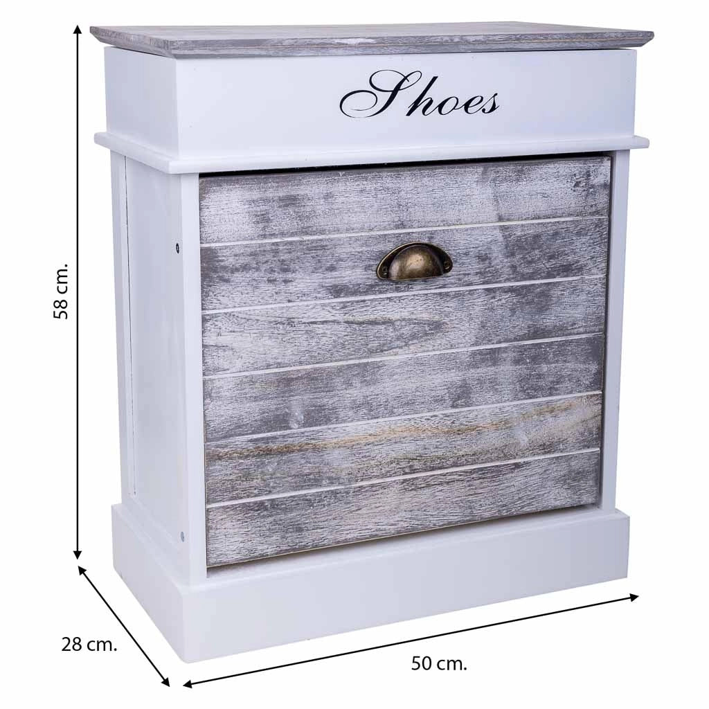 Scarpiera in legno bianco 50x28x58h