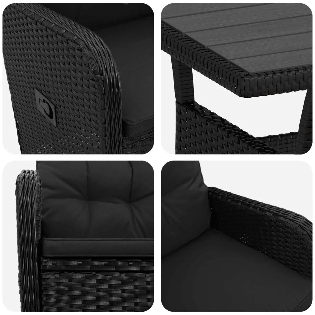 Set da pranzo per esterni 5 pcs Nero polyrattan 3422257