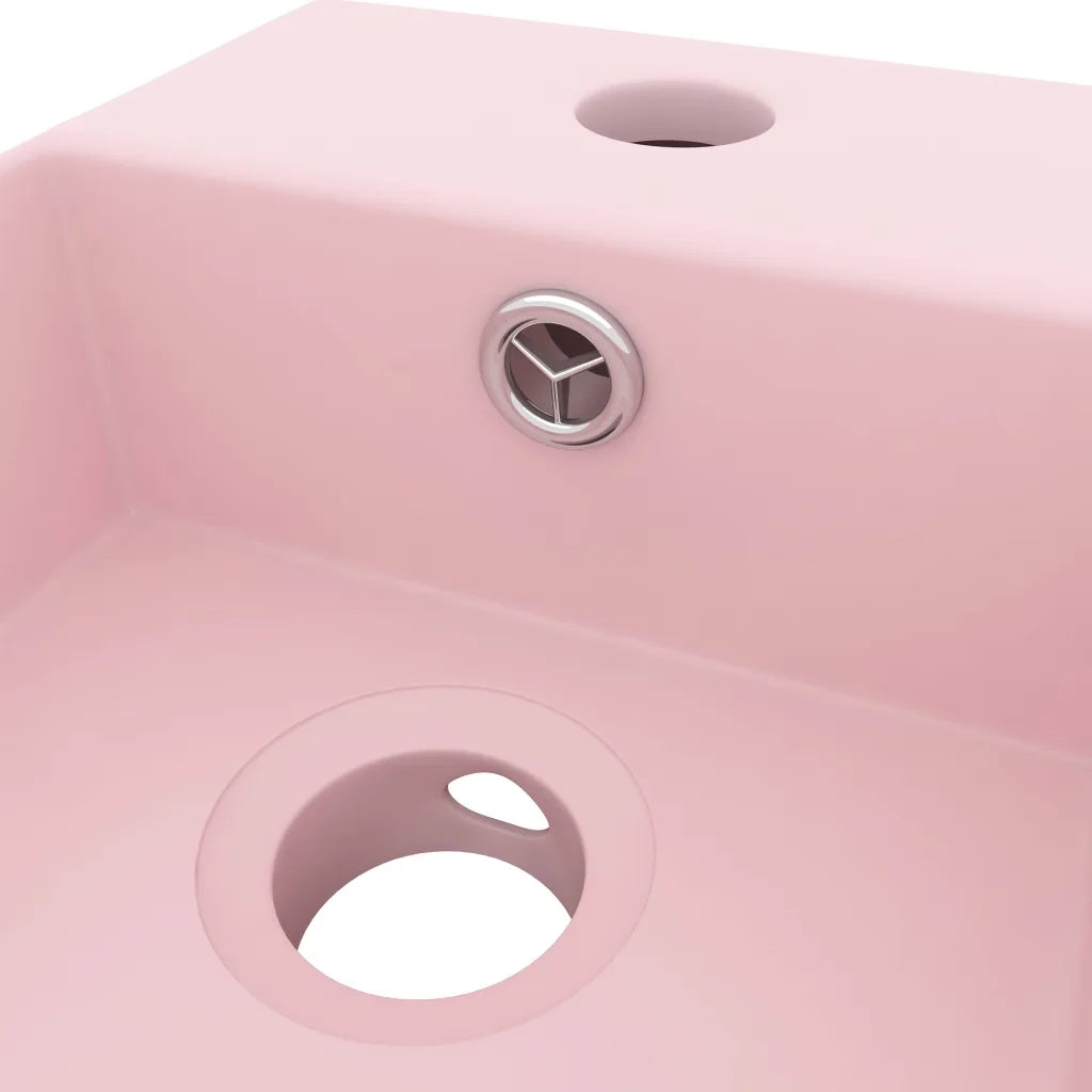 Lavandino con Troppopieno in Ceramica Rosa Opaco CFW1426081