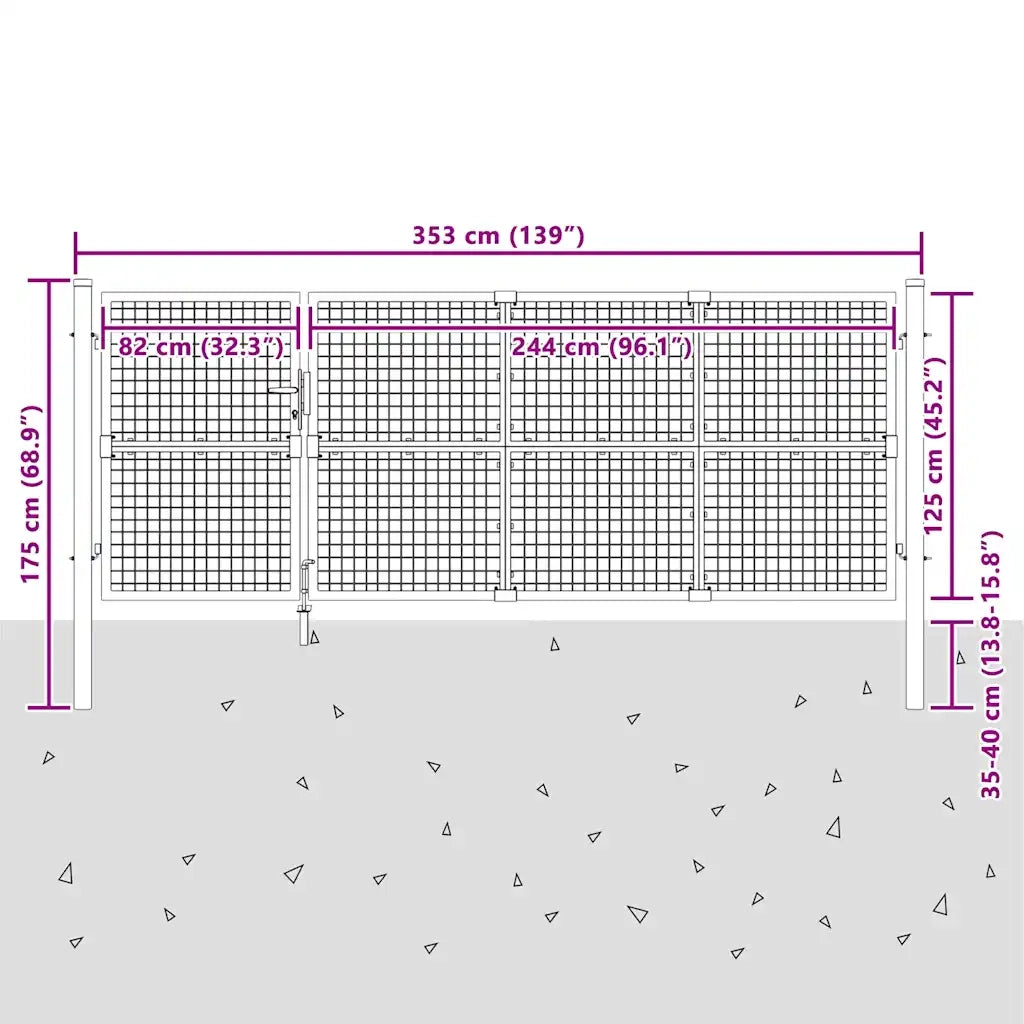 Cancello da Giardino in Rete Verde 350x175 cm Acciaio Zincato
