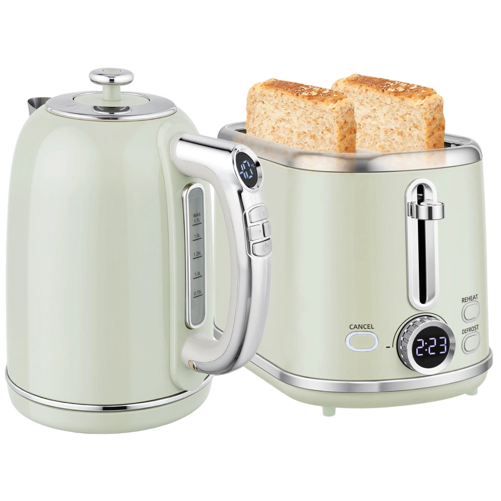 Bollitore e Tostapane Set ¨C Minimal ¨C Acciaio Inox 1.7L 2200W 2 Fette Grigio