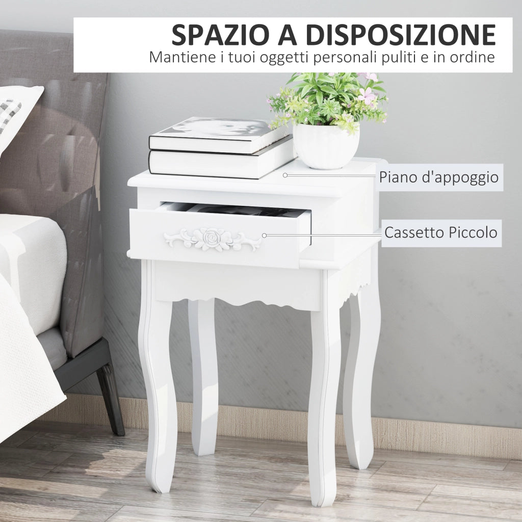 EasyComfort Comodino Tavolino Moderno con Cassetto Mobiletto Multiuso in Legno