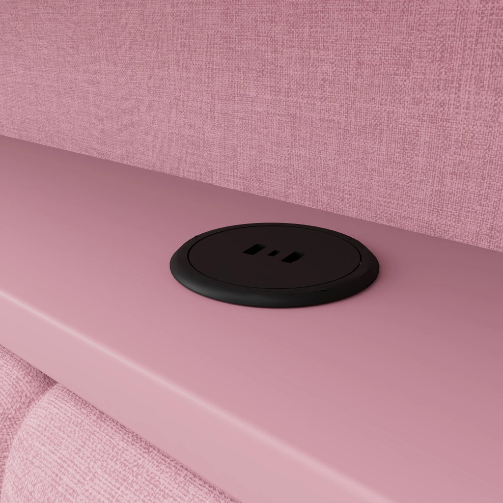 Divano letto imbottito 90x200cm - Zephmum- USB, LED, con scarpiera e 2 cassetti, Rosa