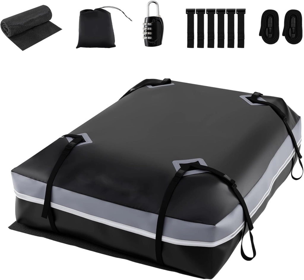 Box Tetto Auto, Portapacchi Auto Tetto Impermeabile, Antiscivolo e Rigido, per Veicolo con o senza Barre, con Chiusura e Striscie Riflettenti (600 L,Grigio)