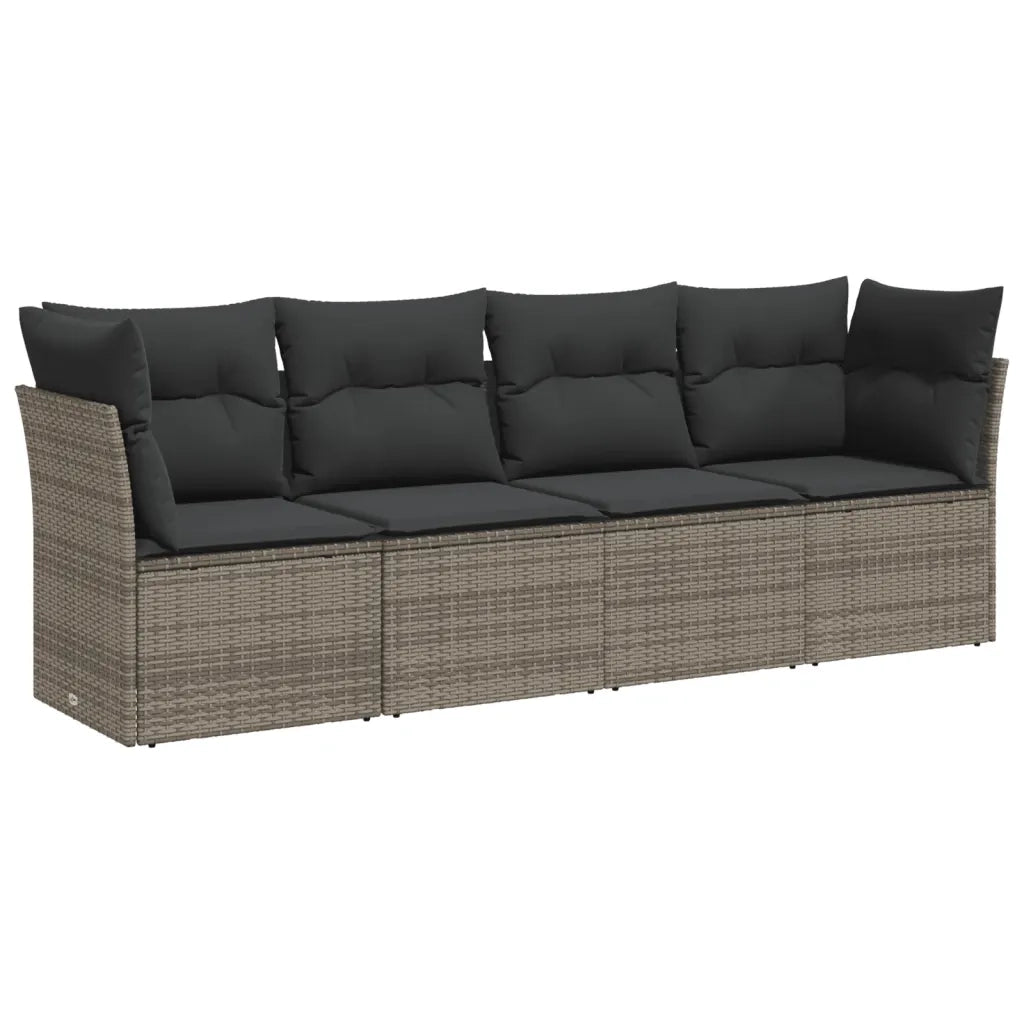 Set Divani da Giardino 4 pz | Set Salotto da Giardino con Cuscini in Polyrattan Grigio