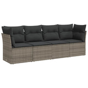 Set Divani da Giardino 4 pz | Set Salotto da Giardino con Cuscini in Polyrattan Grigio