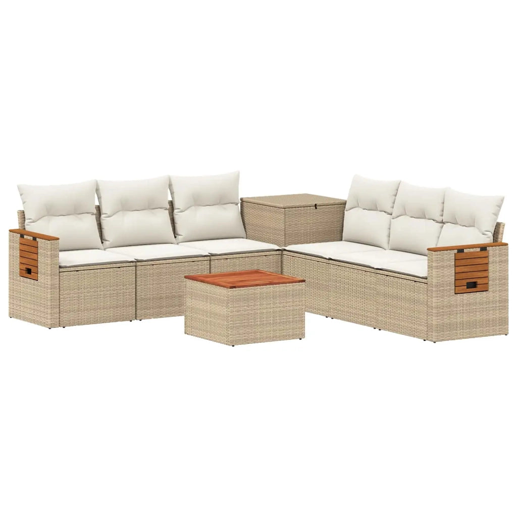 Set di divani 8 pz Beige e Bianco Crema 3448602
