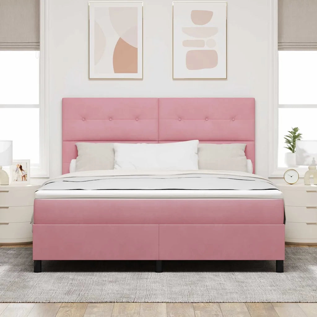 Letto a Sorgente LED con materasso Rosa 180 x 200 cm Velluto 3343333