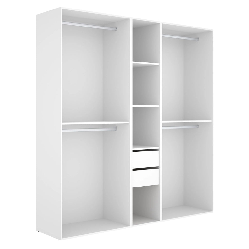 Armadio Camera da Letto Rector, Guardaroba Grande 5 Ripiani, 45x205h cm Bianco