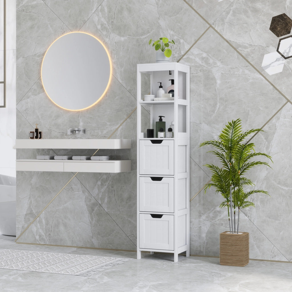 Mobile da Bagno con 2 Ripiani e 3 Cassetti ¨C Zephmum ¨C Bianco