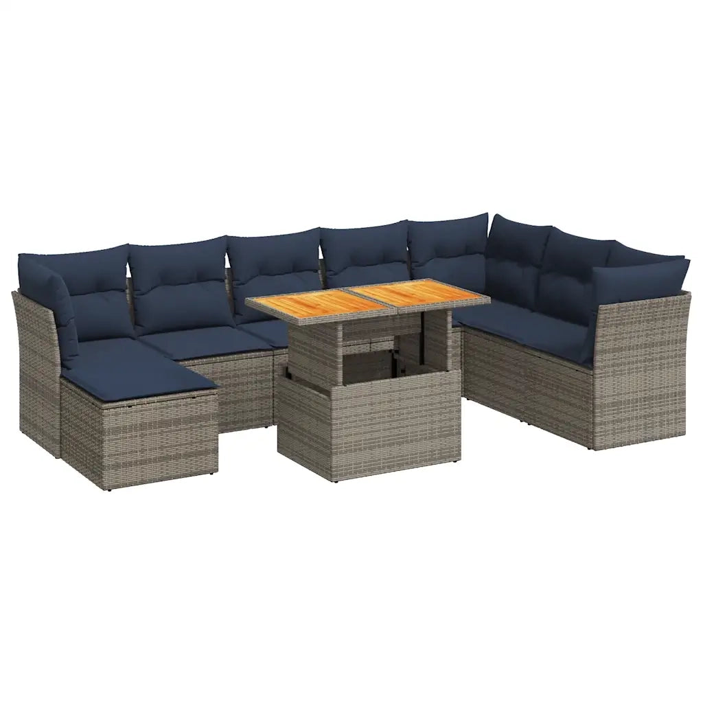 Set Divano da Giardino 6 pz con Cuscini Grigio in Polyrattan 3326966