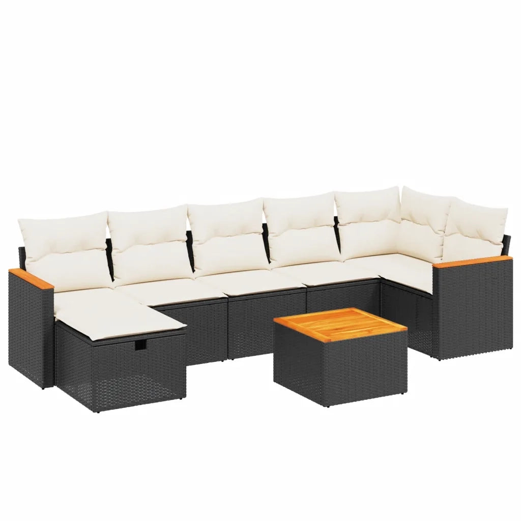 Set Divani da Giardino con Cuscini 8 pz Nero in Polyrattan 3265319
