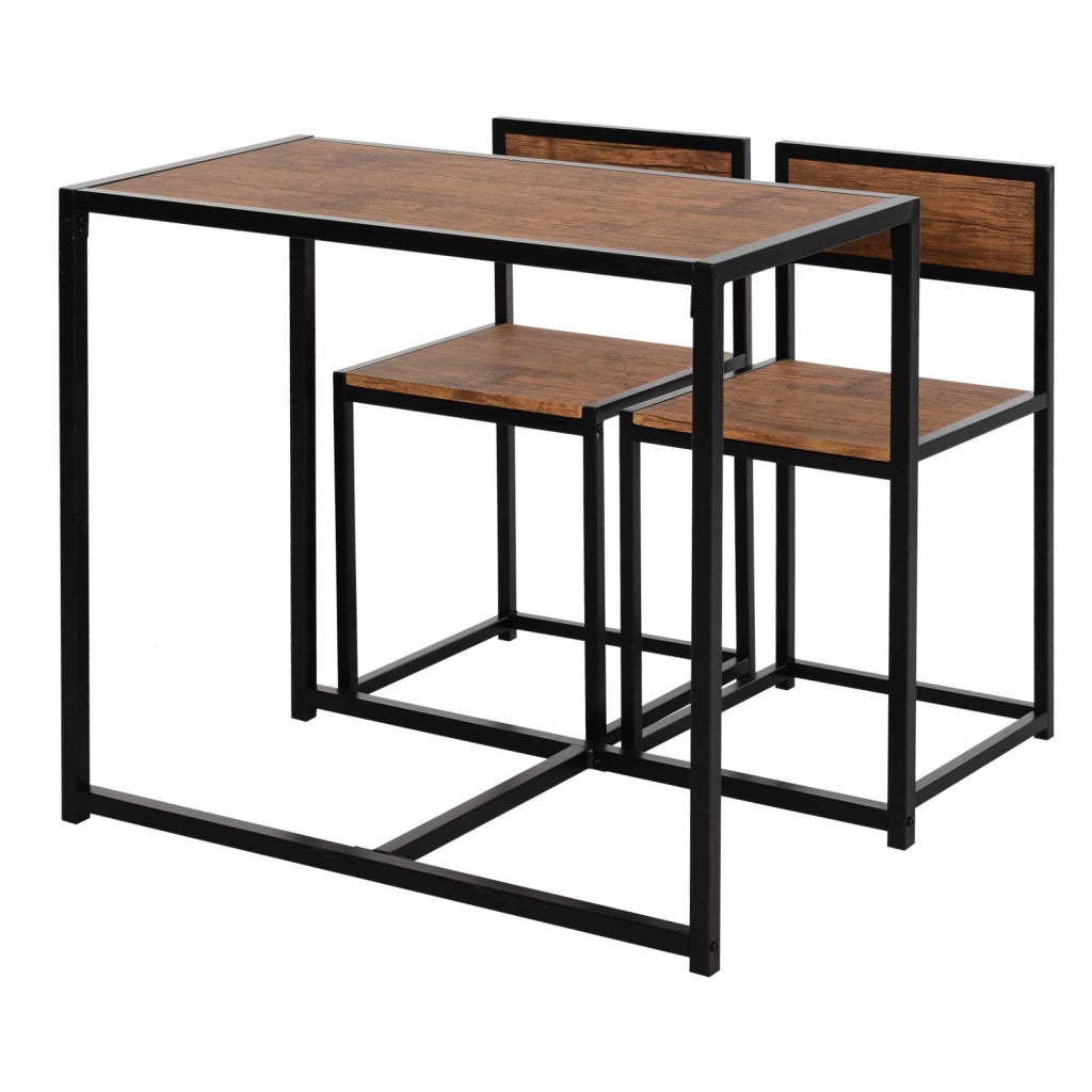 TAVOLO Set da 3 pezzi 90x47 cm MDF Naturale e acciaio zincato