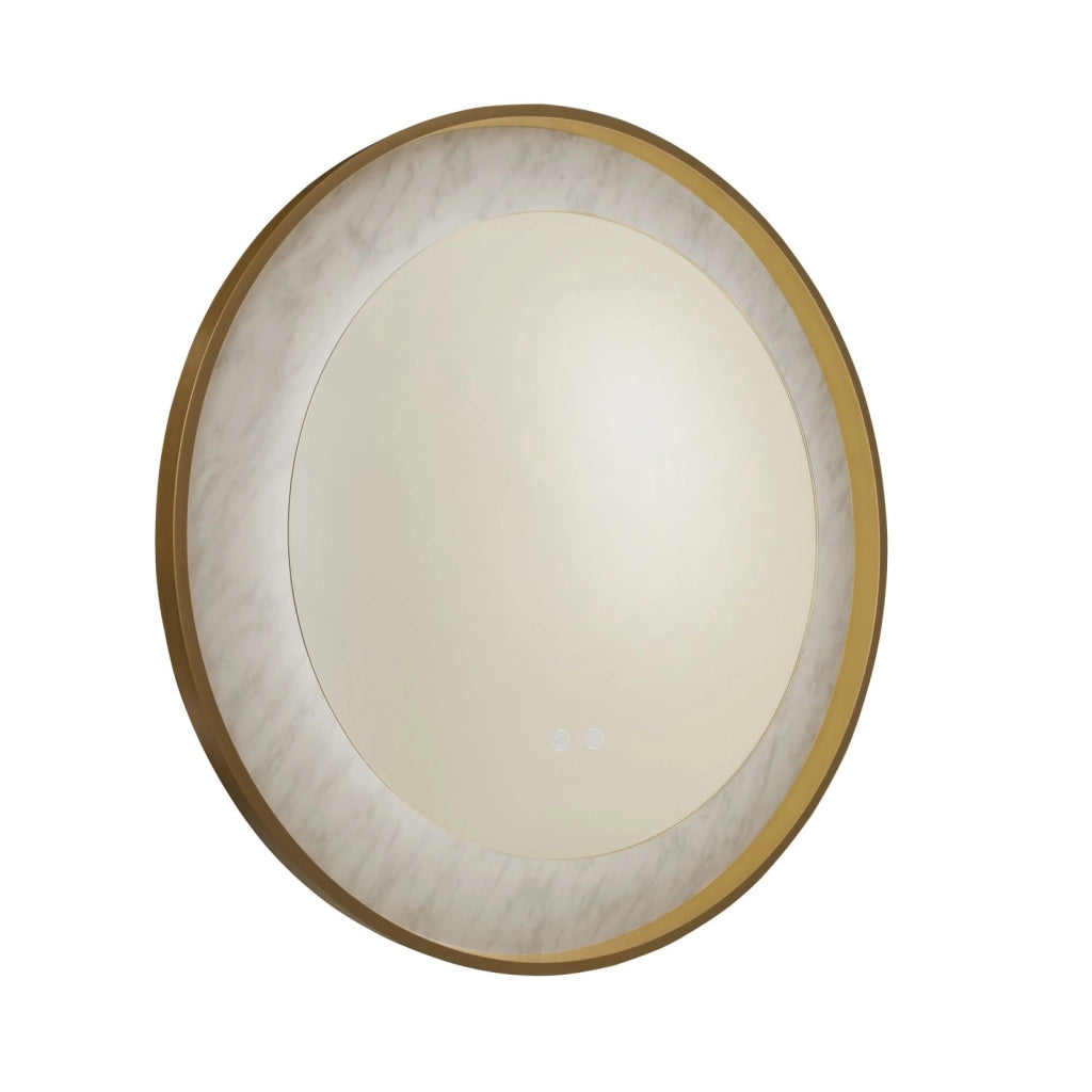 Specchio Luxo LED, metallo dorato con effetto marmo