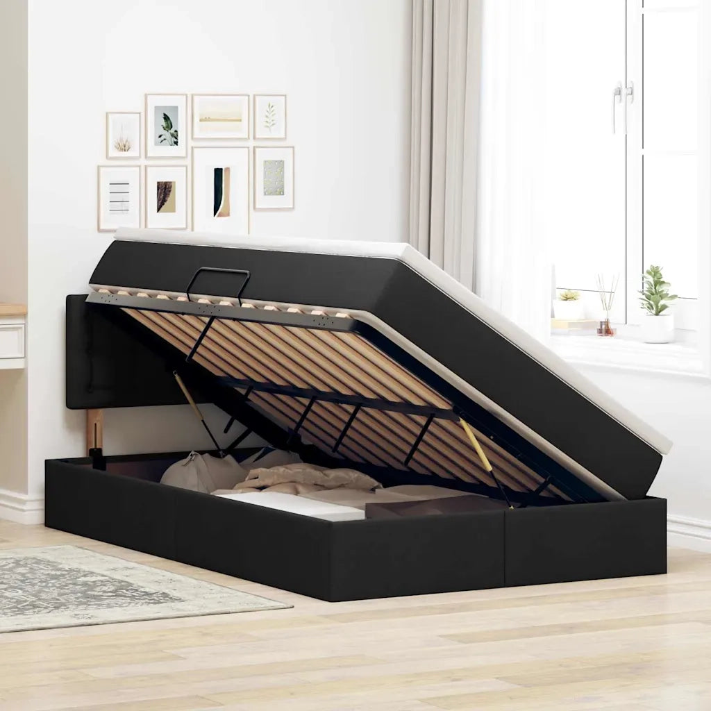 Letto con contenitore e materasso Nero 120 x 200 cm 3370628