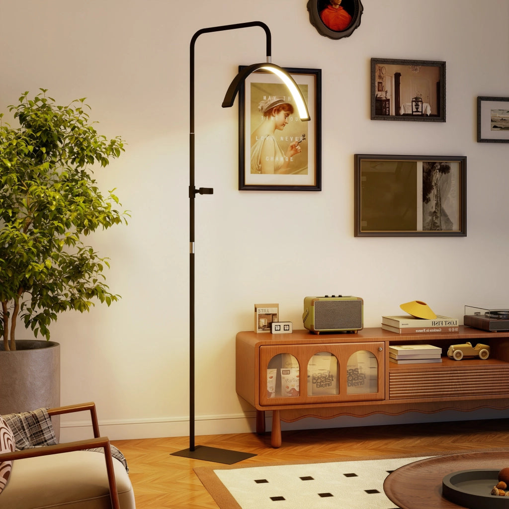 Lampada da terra LED rotativa 350¡ã ¨C Minimal ¨C nero, dimmerabile, 36 W
