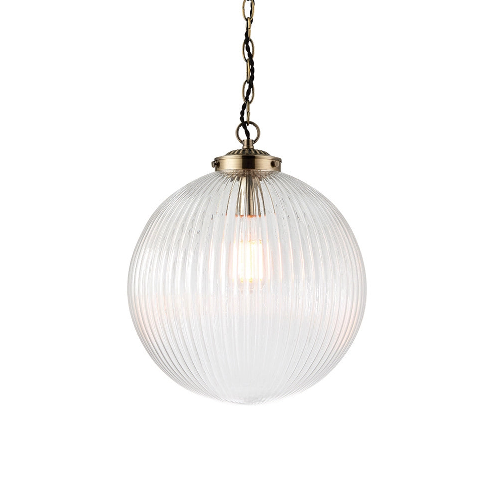 Lampada a sospensione retro ottone anticato vetro Ø35 E27
