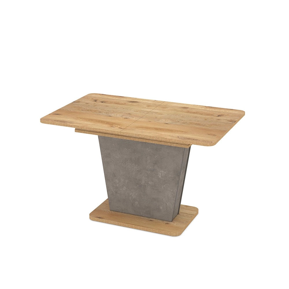 Tavolo allungabile Lali con piano e base rovere e struttura portante finitura cemento 120x75x76H