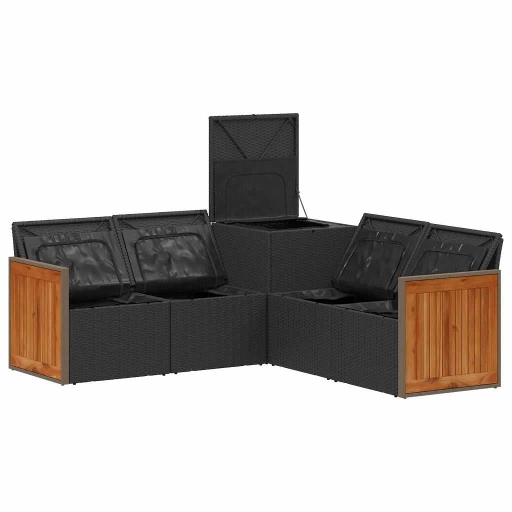 Set di divani 5 pz Nero e Bianco Crema 3447960