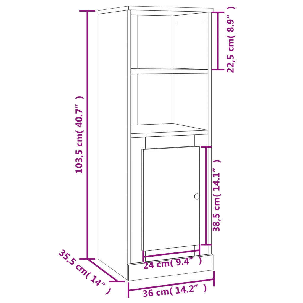 Credenza Nera 36x35,5x103,5 cm in Legno Multistrato 816321