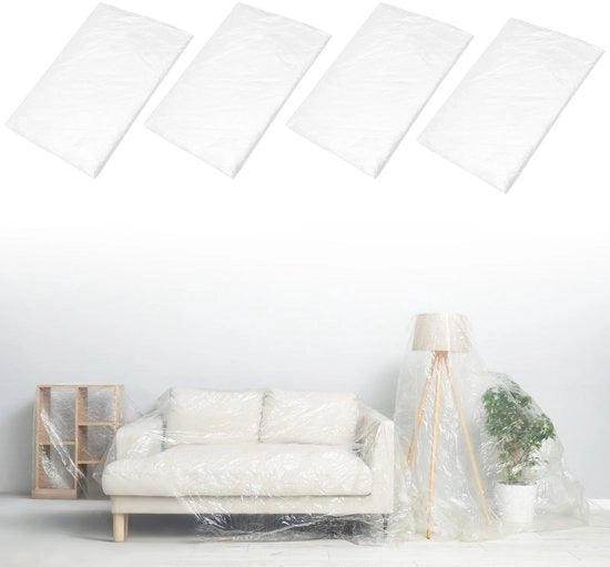 Foglio di protezione extra resistente - Scheda per pittura - Foglio di costruzione - Copertura - Foglio trasparente - 4 pezzi (4 x 5 m) - Scheda per pittura